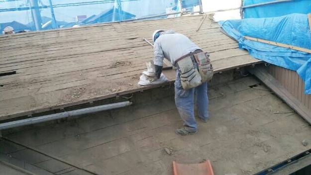 1427521661670既存屋根撤去作業中 屋根リフォーム工事 加古川市
