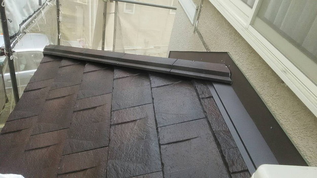 屋根のリフォーム神戸市新設屋根材ハイブリッド瓦完了1461820971560