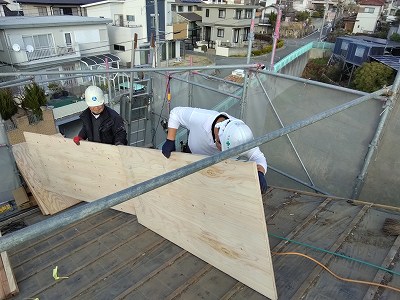 大屋根　コンパネ張り
