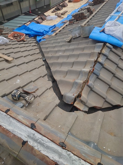 谷板金箇所　伏せ直し