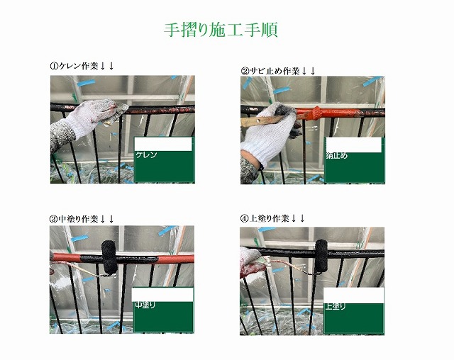 手摺り塗装施工手順