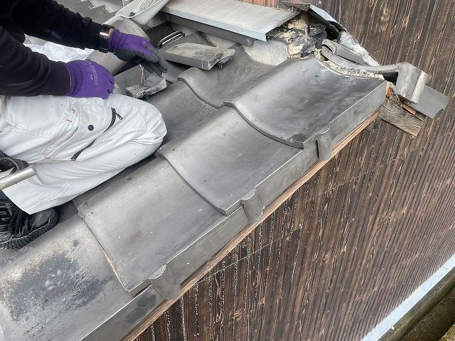 明石市 袖瓦箇所 復旧