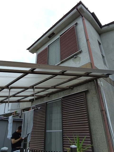 加古川市 雨樋 モルタル壁 点検