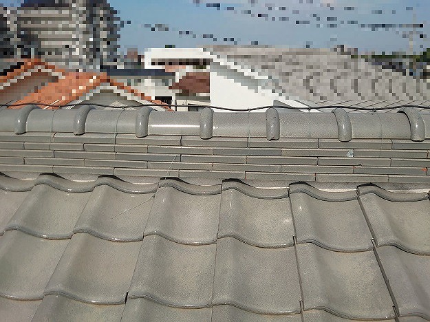 明石市　和瓦(釉薬瓦)しっくい劣化