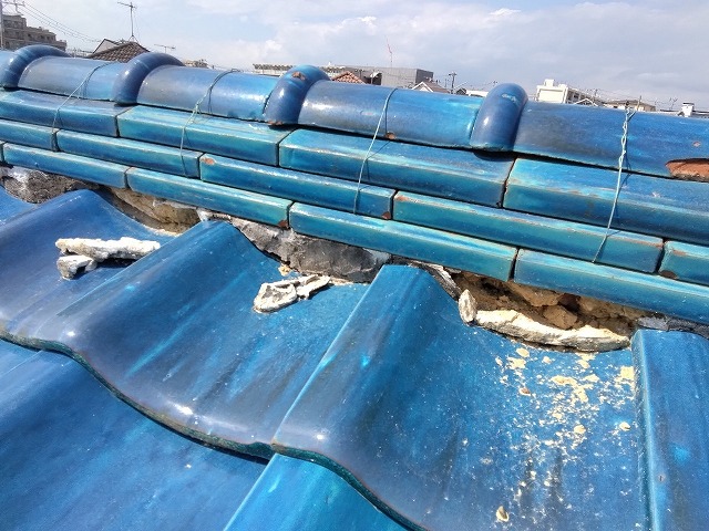 明石市　漆喰の崩れ