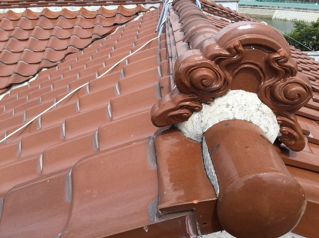 明石市 鬼瓦まわりの状態と止水ポイント