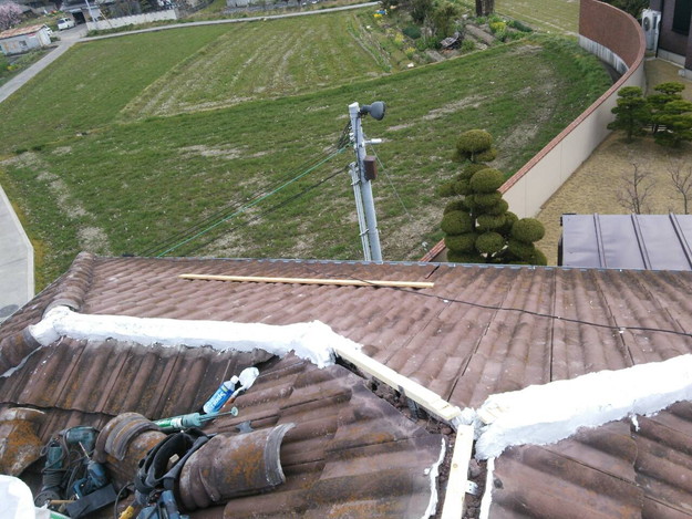 加古川市 棟瓦設置前作業