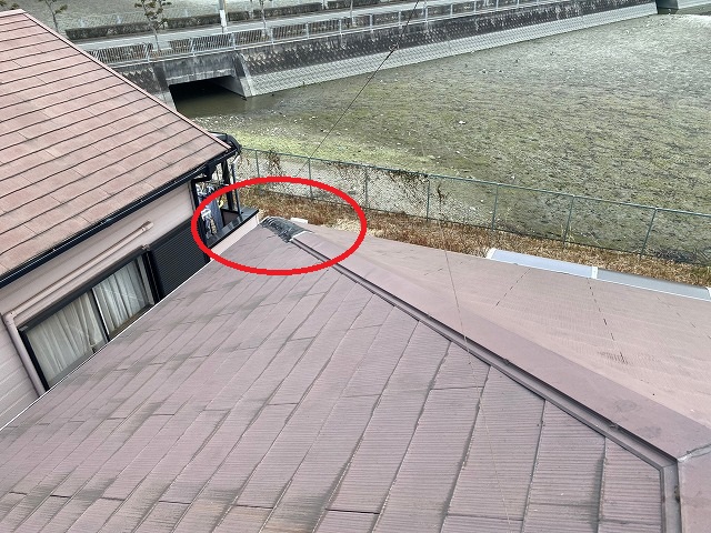 加古川市　棟板金　一部飛散