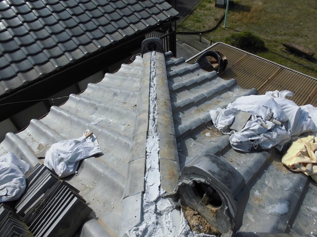 明石市　隅棟　漆喰　施工