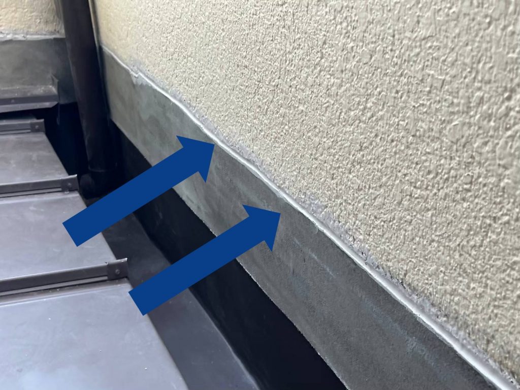 明石市　防水　へら押え　施工中