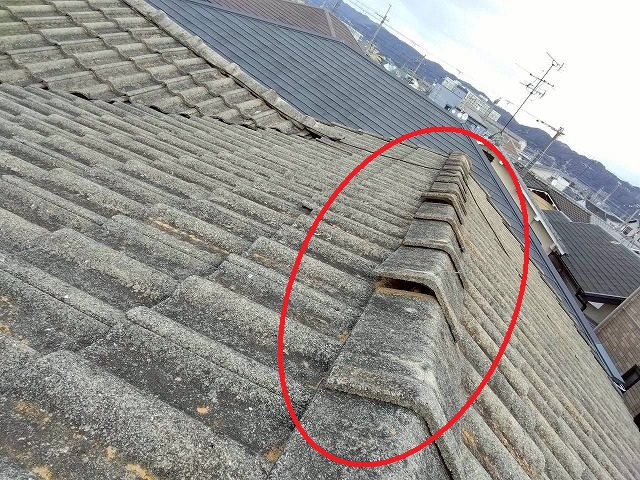 明石市　棟　瓦　ずれ
