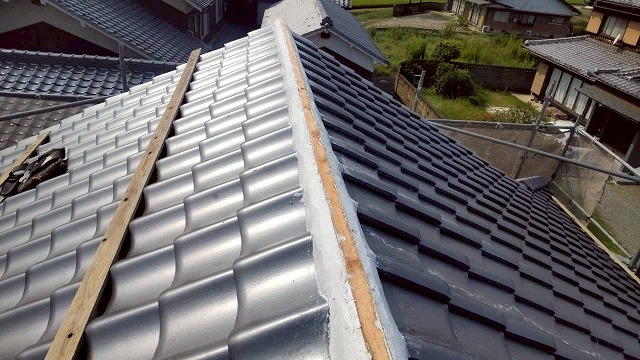 明石市 葺き替え工事 モルロック 角材