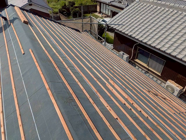明石市 葺き替え工事 桟木