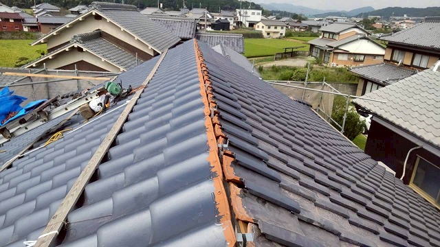 明石市 葺き替え工事 棟