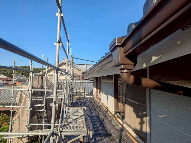 明石市 軒天 塗装 施工完了