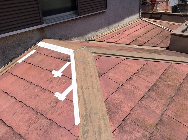 明石市　下屋根　応急処置　カラーベスト