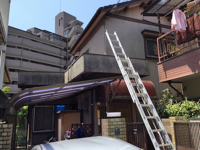 明石市　現地調査　カラーベスト屋根　経年劣化