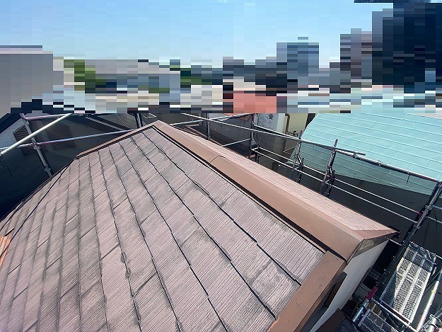 明石市　現地調査　スレート屋根　色あせ　別角度