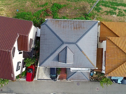 明石市　現地調査　棟板金飛散　ドローン