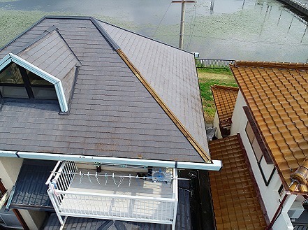 明石市　現地調査　棟板金飛散　ドローン空撮　劣化箇所確認