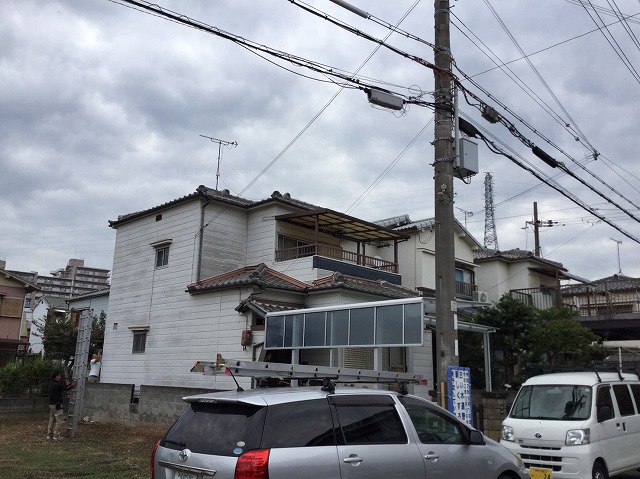 明石市　現地調査　谷板金劣化　戸建て住宅