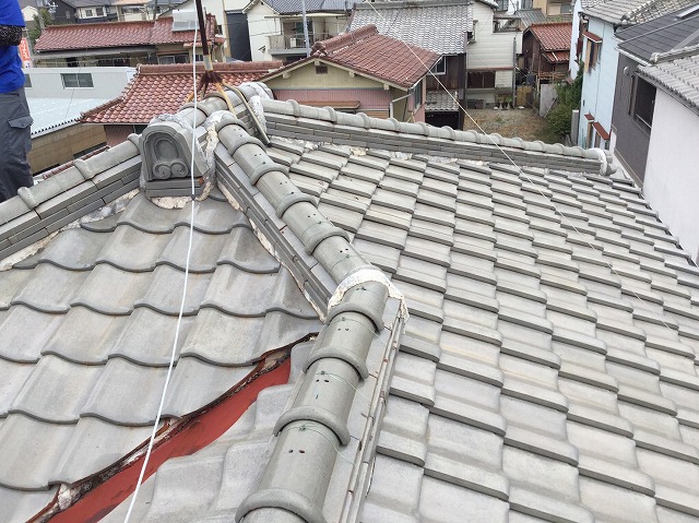 明石市　現地調査　鉄製谷板金　赤さび